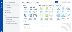Q-Template™ business intranet home page in Confluence